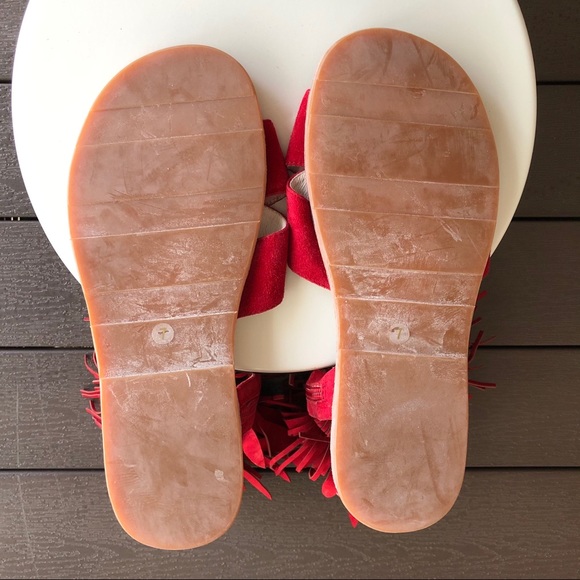 Jeffery Campbell RED Nerida Fringed Suede Sandals - Picture 9 of 10